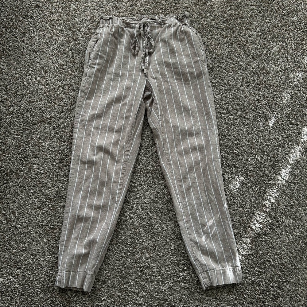 Beachlunchlounge Collection Striped Linen Blend Pull-On Pants